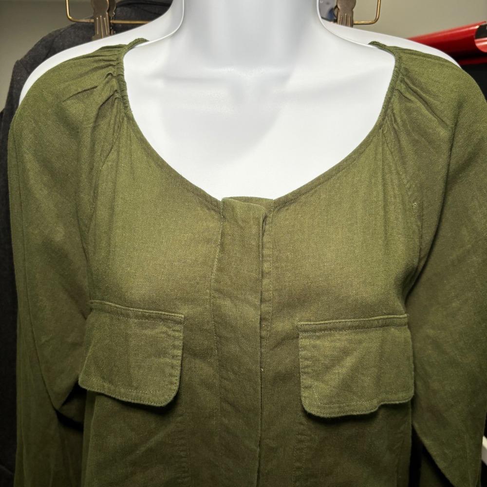 Banana Republic Olive Green Linen Blend Utility Romper Large Petite LP - Picture 5 of 12